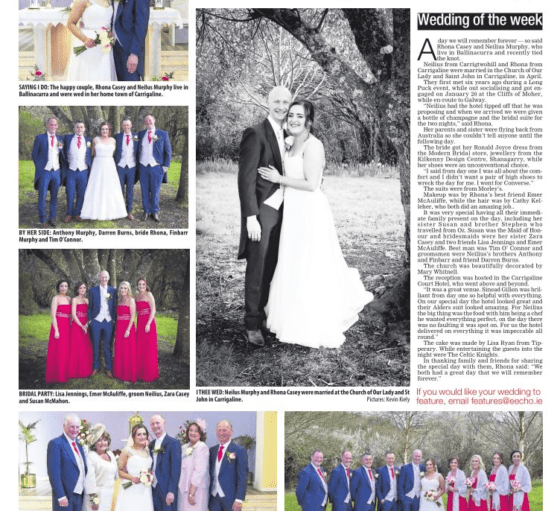 Carrigaline Court’s Wedding Featured in the Evening Echo